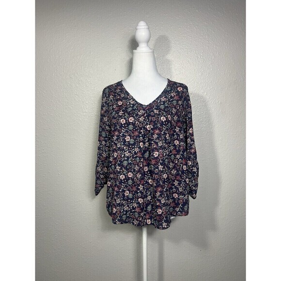 Charming Charlie Women’s Floral Blouse V Neck Size Small Top A9 - Picture 1 of 7